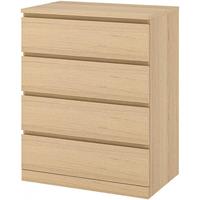 宜家(IKEA)MALM马尔姆卧室家用斗柜收纳柜床边柜抽屉柜简约杂物柜 四屉柜橡木 其他