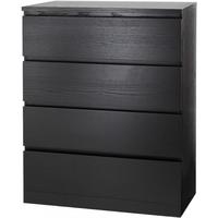 宜家(IKEA)MALM马尔姆卧室家用斗柜收纳柜床边柜抽屉柜简约杂物柜 四屉柜黑褐色 其他
