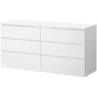 宜家(IKEA)MALM马尔姆卧室家用斗柜收纳柜床边柜抽屉柜简约杂物柜 六屉柜横向白色 其他