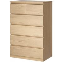宜家(IKEA)MALM马尔姆卧室家用斗柜收纳柜床边柜抽屉柜简约杂物柜 六屉柜橡木 其他
