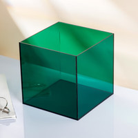 惠翔彩色储物收纳盒透明亚克力盒有机玻璃盒子模型防尘罩子 蓝色10*10*10