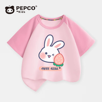 MINI PEPCOmini小猪班纳童装女童t恤短袖纯棉薄款儿童夏装女孩衣服夏季半袖 粉色可爱草莓 130