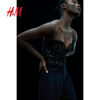 HM2024夏季女装时尚休闲亮片丁字裤连体衣1203702 160/88A