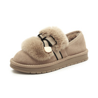 骆驼女鞋2024冬季保暖毛毛鞋加绒短靴豆豆鞋棉鞋女东北雪地靴 35
