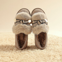 CAMEL骆驼女鞋2024冬季保暖毛毛鞋加绒短靴豆豆鞋棉鞋女东北雪地靴 36