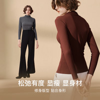 小高领肌底衣内搭外穿中领打底衫女灰色黑白T恤衫 M
