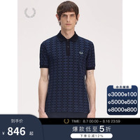FRED PERRY 男士休闲POLO衫2025春季宽松格纹麦穗短袖潮M9835 BLD/蓝色 M