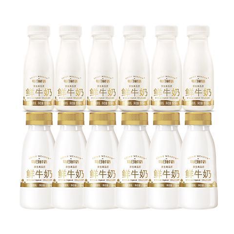 每日鲜语 鲜牛奶 3.6g全脂 211ml*6+185ml*6 共12瓶