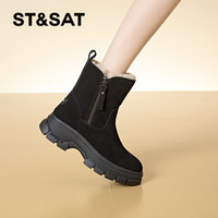 星期六雪地靴女款2025冬季加绒保暖厚底马丁靴休闲真皮棉靴女 38
