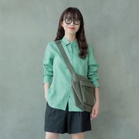 日潮跑腿UNIQLO优衣库25夏女款法国麻衬衫衬衣空调衫薄外套475647 25 橙色