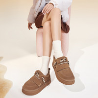 骆驼女鞋2024冬季时尚百搭加绒加厚保暖雪地靴舒适柔软短靴 40