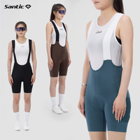 Santic森地客女士1/2背带骑行裤意大利DOLOMITI缓震坐垫单车短裤 XL