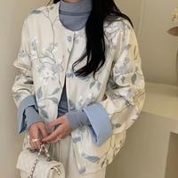 新中式国风重工刺绣长袖上衣2025春季宽松气质盘扣圆领外套女 XL
