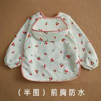 棉咻咻 儿童罩衣防水防污宝宝反穿衣长袖婴儿吃饭衣护衣围兜饭兜夏季薄款  樱