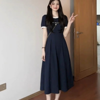 束域 ZUYUUVIP 大码法式高级感连衣裙女2025夏季新款胖mm收腰显瘦时尚气质长裙子