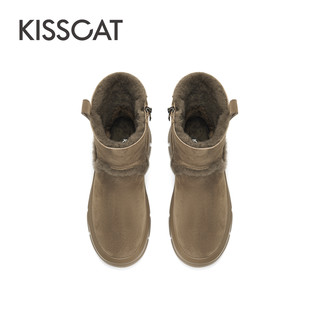 KISSCAT接吻猫户外保暖舒适冬靴气质厚底雪地靴女 36
