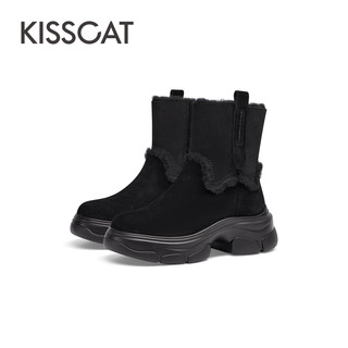 KISSCAT接吻猫户外保暖舒适冬靴气质厚底雪地靴女 36