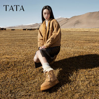 Tata他她厚底雪地靴女加绒棕色保暖棉鞋短靴早夏季WLV01DD3 39