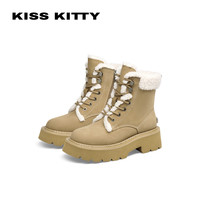 KISSKITTY冬季时尚雪地靴加绒保暖户外棉鞋厚底短靴 34