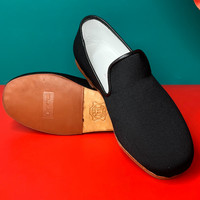 步隆升老北京布鞋男国风复古手工中老年防滑休闲一脚蹬软牛皮底鞋 41