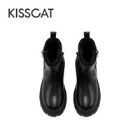 KISSCAT接吻猫休闲气质真皮靴简约增高时尚雪地靴女 39