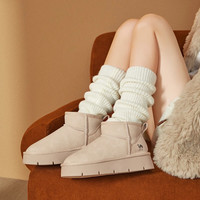 Camel骆驼女鞋冬季厚底雪地靴女加绒户外棉鞋面包鞋女靴 36