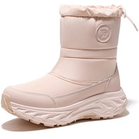 骆驼户外雪地靴雪境防水防滑女鞋冬季东北加绒加厚靴子女白色棉鞋 36