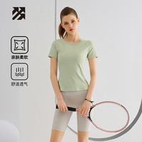 路森短袖T恤女运动跑步速干衣瑜伽服上衣冰丝透气吸汗骑行服 S