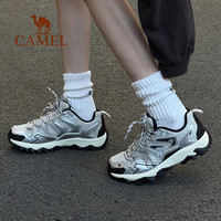 CAMEL骆驼登山鞋女秋季透网防滑户外运动鞋轻便越野爬山徒步鞋子男 F23B097002，骆驼白/淡紫，女款 38