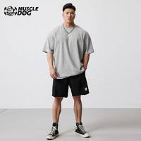 Muscle Dog肌肉狗 潮牌华夫格套装运动休闲短袖T恤男宽松训练服上衣男士 S
