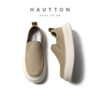 HautTon皓顿男鞋夏季透气薄款休闲布鞋男士一脚蹬帆布鞋男乐福鞋