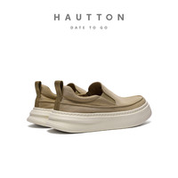 HautTon皓顿男鞋夏季透气薄款休闲布鞋男士一脚蹬帆布鞋男乐福鞋