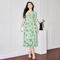 诗·萌 SMEN 女士度假风连衣裙 雪纺碎花中长裙