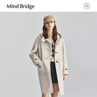 MB MindBridge2024学院风牛角扣毛呢大衣冬季女连帽羊毛外套 160/S