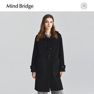 MB MindBridge2024学院风牛角扣毛呢大衣冬季女连帽羊毛外套 160/S