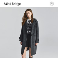 MB MindBridge2024学院风牛角扣毛呢大衣冬季女连帽羊毛外套 165/M