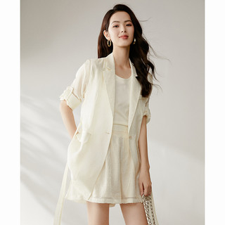晚白2025年夏时尚轻薄休闲上衣气质含莱赛尔薄款西装外套女 M