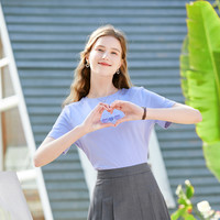 百图女装减龄短袖T恤圆领立体印花短款设计感上衣2024年夏季 XS