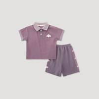 巴厘小猪儿童运动套装夏季2025男童polo领休闲衣服薄款短袖女宝宝夏装 桑葚紫 90