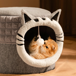 猫窝冬季保暖可拆洗猫房子半封闭式感猫咪四季通用猫咪宠物窝
