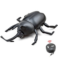 玩控 电动遥控仿真昆虫 动物模型 整蛊玩具道具充电红外无线遥控 甲虫黑色