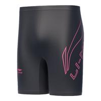 李宁（LI-NING）泳裤男游泳系列及膝平角舒适弹力吸水成人青少年游泳装备 LSKU819-2黑粉 XL【身高168-175体重65-75kg】