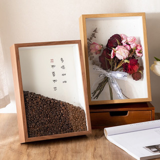 澳颜莱干花相框diy创意加厚中空立体玫瑰永生花植物标本相框 原木色10寸(中空3CM)20.3*25.4cm