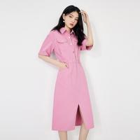 经典水洗牛仔连衣裙女气质通勤设计感裙子