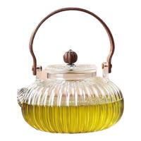 SUSHI CERAMICS高硼硅玻璃茶壶煮茶壶加厚泡茶壶功夫茶具南瓜提梁壶800ml透明色 南瓜提梁壶透明色