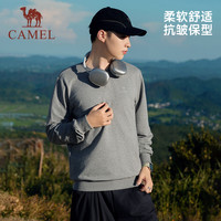 CAMEL骆驼长袖圆领套头卫衣女士2025春秋季宽松户外休闲百搭上衣打底衫 柔雾粉,女,J23CZ05064 L
