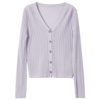 三彩2025夏季星光针织衫V领开衫轻薄毛衫短款空调衫M 灰紫色 M 160/84A