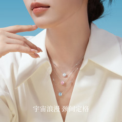 周大生 玫瑰星云项链女款纯银S925轻奢高级感锁骨链