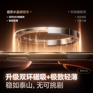 倍思水晶磁吸适用iPhone16ProMax手机壳苹果1615保护套magsafe无线ip14动画13pm透明12超薄11