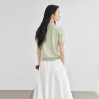 【闪闪T】2025夏装亮片POLO领女式针织T恤复古肌理上衣